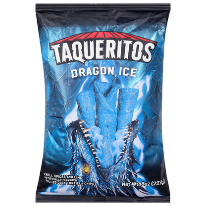 Taqueritos sabor Dragon Ice con textura crujiente y sabor intenso ideal para snacks y reuniones.