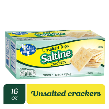 Galletas Saltines sin sal Lil Dutch Maid ideales para dietas bajas en sodio.