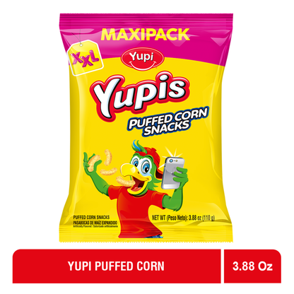 Snack de maíz inflado Yupi con textura ligera y crujiente, ideal para compartir.