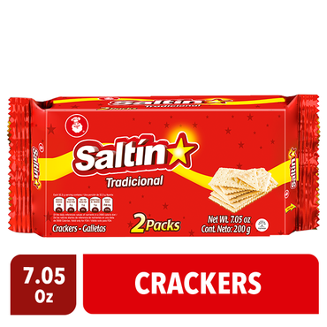 Galletas Saltín Dux con textura ligera y crujiente, ideales para acompañar quesos, sopas y snacks.
