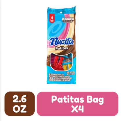Nucita Patitas con deliciosa combinación de crema y chocolate en divertida presentación para niños.