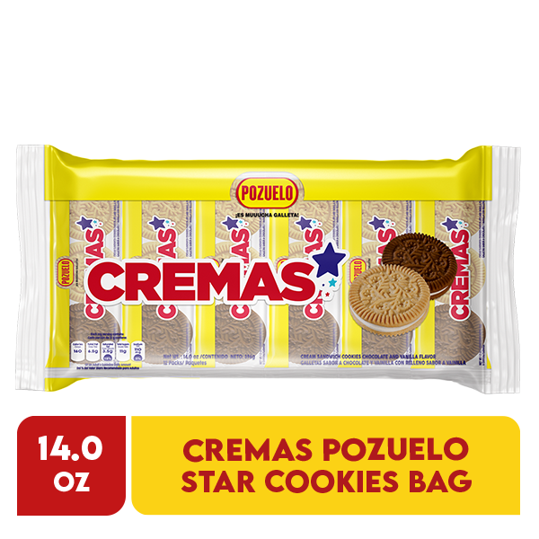 Galletas Cremas Star Pozuelo rellenas con sabor clásico y textura crujiente en presentación de 14 Oz.