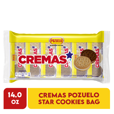 Galletas Cremas Star Pozuelo rellenas con sabor clásico y textura crujiente en presentación de 14 Oz.