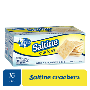 Galletas Saltines Lil Dutch Maid con textura ligera y crujiente para acompañar comidas y snacks.