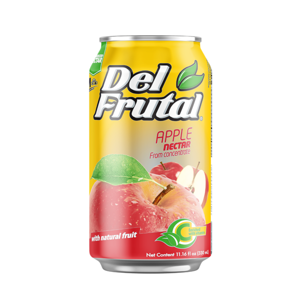Néctar Del Frutal sabor manzana en lata ideal para snacks y comidas.