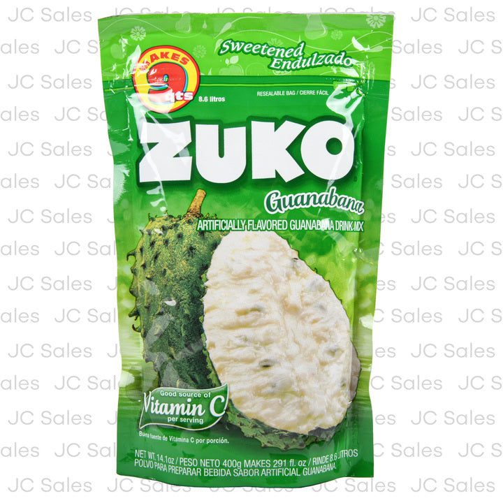 Mezcla en polvo Zuko sabor guanábana para preparar bebidas tropicales tradicionales.