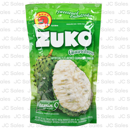 Mezcla en polvo Zuko sabor guanábana para preparar bebidas tropicales tradicionales.