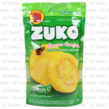 Mezcla en polvo Zuko sabor guayaba para preparar bebidas tropicales tradicionales.
