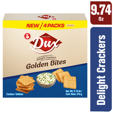 Crackers Golden Bites Dux en tamaño ideal para compartir como snack o acompañamiento.