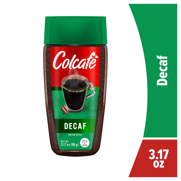 Café instantáneo descafeinado Colcafé elaborado con café colombiano para quienes prefieren una opción sin cafeína.