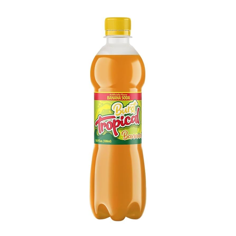 Refresco Tropical sabor banana en botella de vidrio ideal para acompañar comidas y snacks.