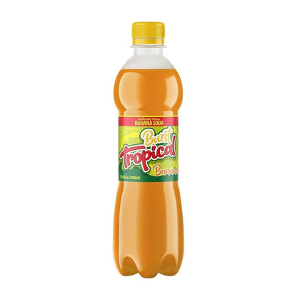 Refresco Tropical sabor banana en botella de vidrio ideal para acompañar comidas y snacks.