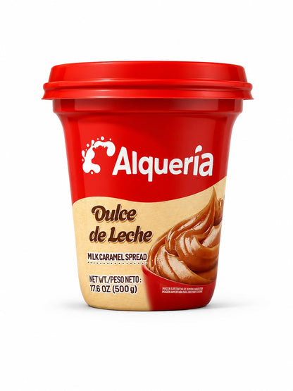 Dulce de leche Alqueria en presentación familiar con textura suave y cremosa.