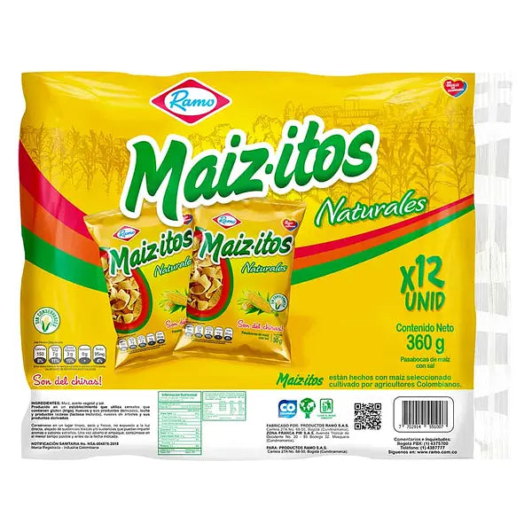 Maizitos Ramo en presentación familiar elaborados a base de maíz con textura crujiente.