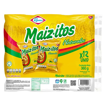 Maizitos Ramo en presentación familiar elaborados a base de maíz con textura crujiente.