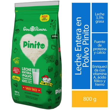 Leche entera en polvo Dos Pinos ideal para bebidas, recetas y uso diario.