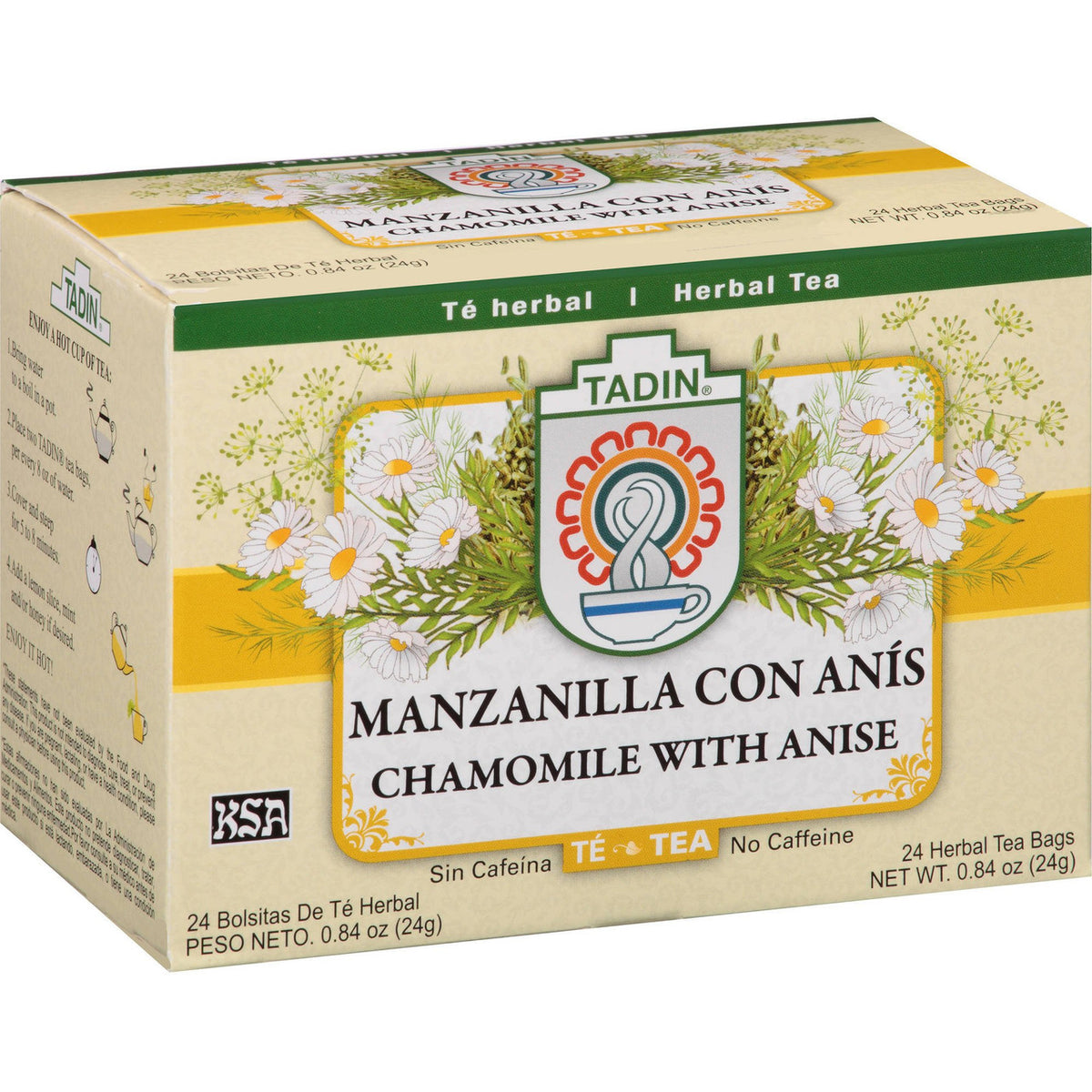 Té de manzanilla y anís Tadin con mezcla herbal aromática.
