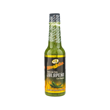 Salsa jalapeño Don Julio con sabor picante suave para acompañar comidas y botanas.