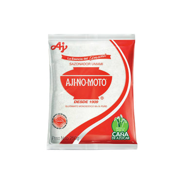 Condimento Ajinomoto en presentación práctica para uso diario en cocina.