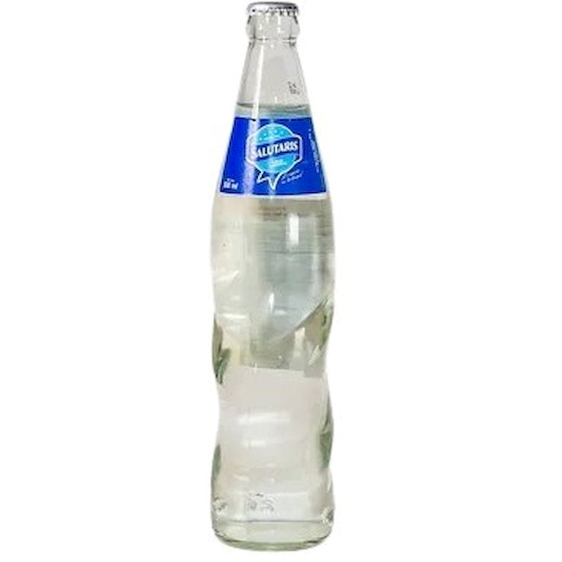 Agua mineral Salutaris en botella de vidrio ideal para consumo diario y acompañar comidas.