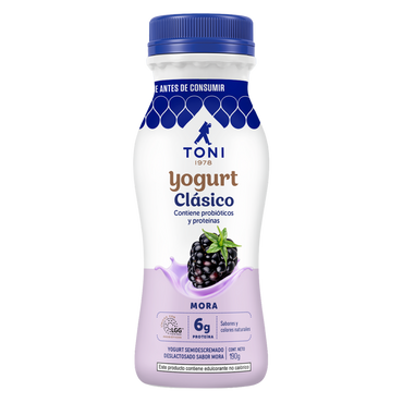 Yogurt Toni sabor mora refrescante y listo para consumir.