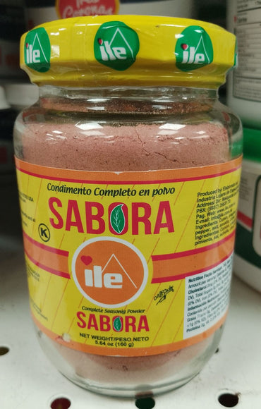 Condimento Sabora ILE en frasco de vidrio para cocina latina.
