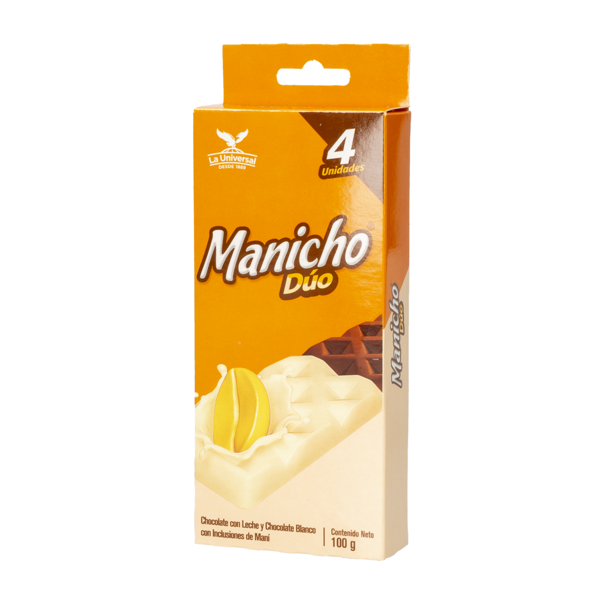 Manicho Duo La Universal con combinación de sabores dulces y chocolate.
