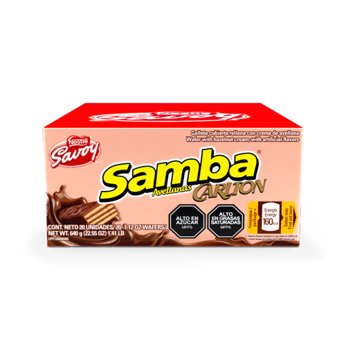Mini Samba wafer Carlton ideal para snacks individuales y lunch.