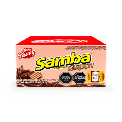 Mini Samba wafer Carlton ideal para snacks individuales y lunch.