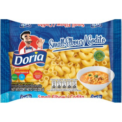 Pasta Coditos Pequeños Doria ideal para sopas y recetas infantiles.