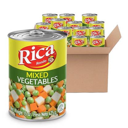 Vegetales mixtos Rica listos para usar en recetas, sopas y acompañamientos.