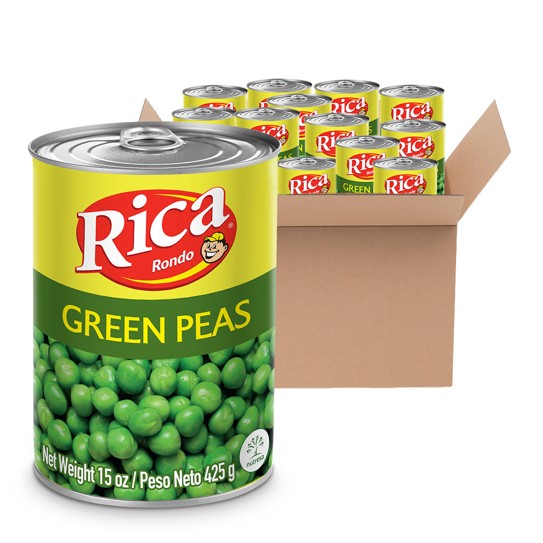 Arvejas verdes Rica listas para complementar sopas, ensaladas y recetas familiares.