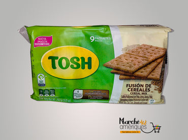 Crackers Tosh multigrano elaborados con una mezcla de granos para una opción nutritiva y crujiente.