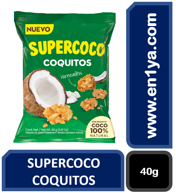 Coquitos Supercoco horneados elaborados con coco natural en presentación snack.
