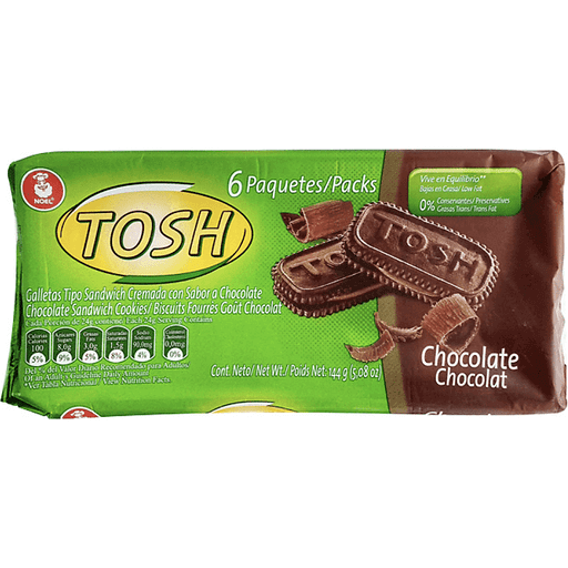 Galletas Tosh sabor chocolate con textura crujiente y delicioso sabor para cualquier momento del día.