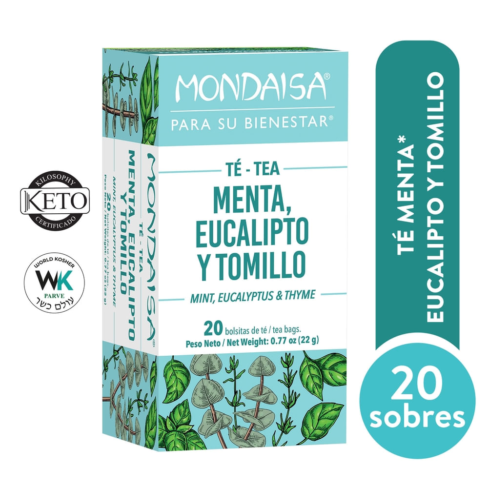 Té de menta, eucalipto y tomillo Mondaisa con mezcla herbal refrescante.