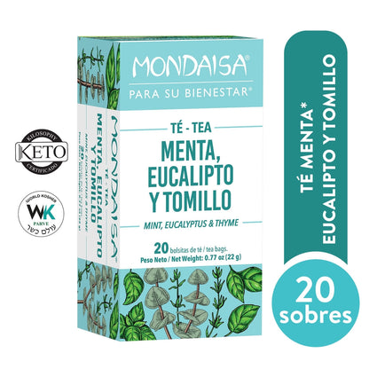 Té de menta, eucalipto y tomillo Mondaisa con mezcla herbal refrescante.