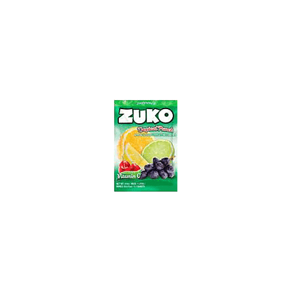 Mezcla individual Zuko sabor tropical punch para preparar bebidas frutales refrescantes.
