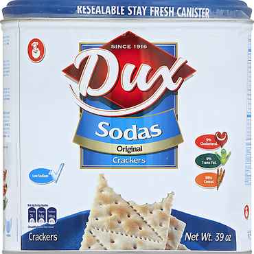 Galletas Soda Dux en formato extra grande para hogares y consumo frecuente.
