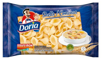 Pasta Conchas Doria ideal para sopas, ensaladas y platos tradicionales.