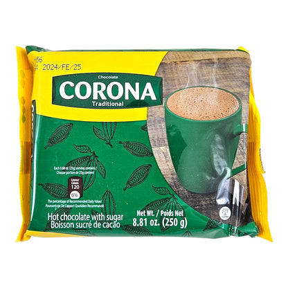 Chocolate dulce Corona elaborado con cacao colombiano ideal para bebidas y recetas tradicionales.