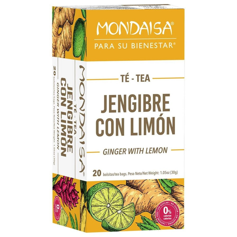 Té de jengibre y limón Mondaisa con notas cítricas refrescantes.