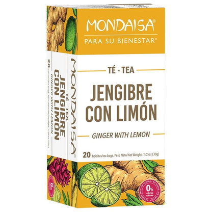 Té de jengibre y limón Mondaisa con notas cítricas refrescantes.