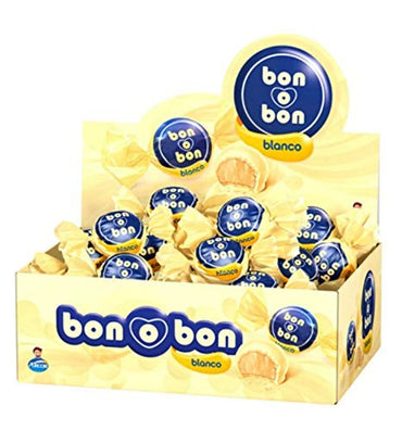 Chocolates Bon o Bon de chocolate blanco en caja de 30 unidades.