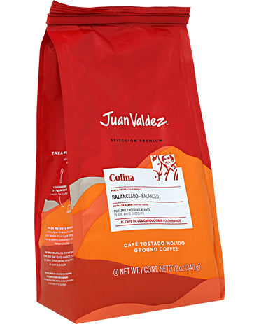 Café colombiano Juan Valdez Colina con sabor balanceado y aroma tradicional para preparar bebidas calientes.