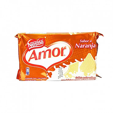 Galletas wafer con refrescante relleno sabor naranja perfectas para meriendas.