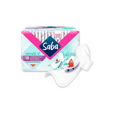 Toallas Femeninas Saba Sensiti-V Ultra Night 18 u